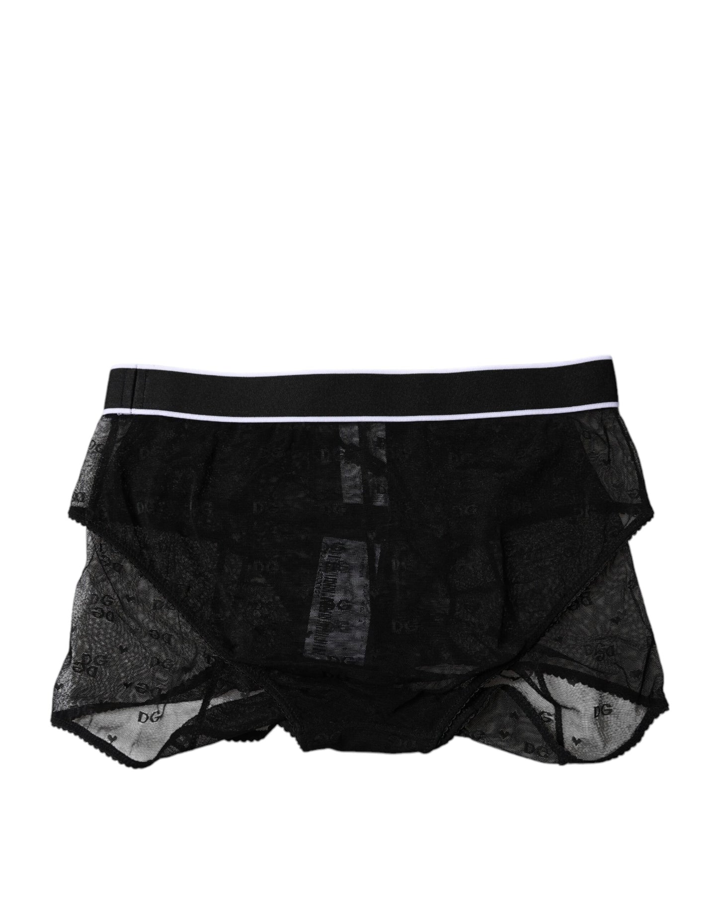 Dolce & Gabbana Black Tulle Nylon Mid Waist Panty