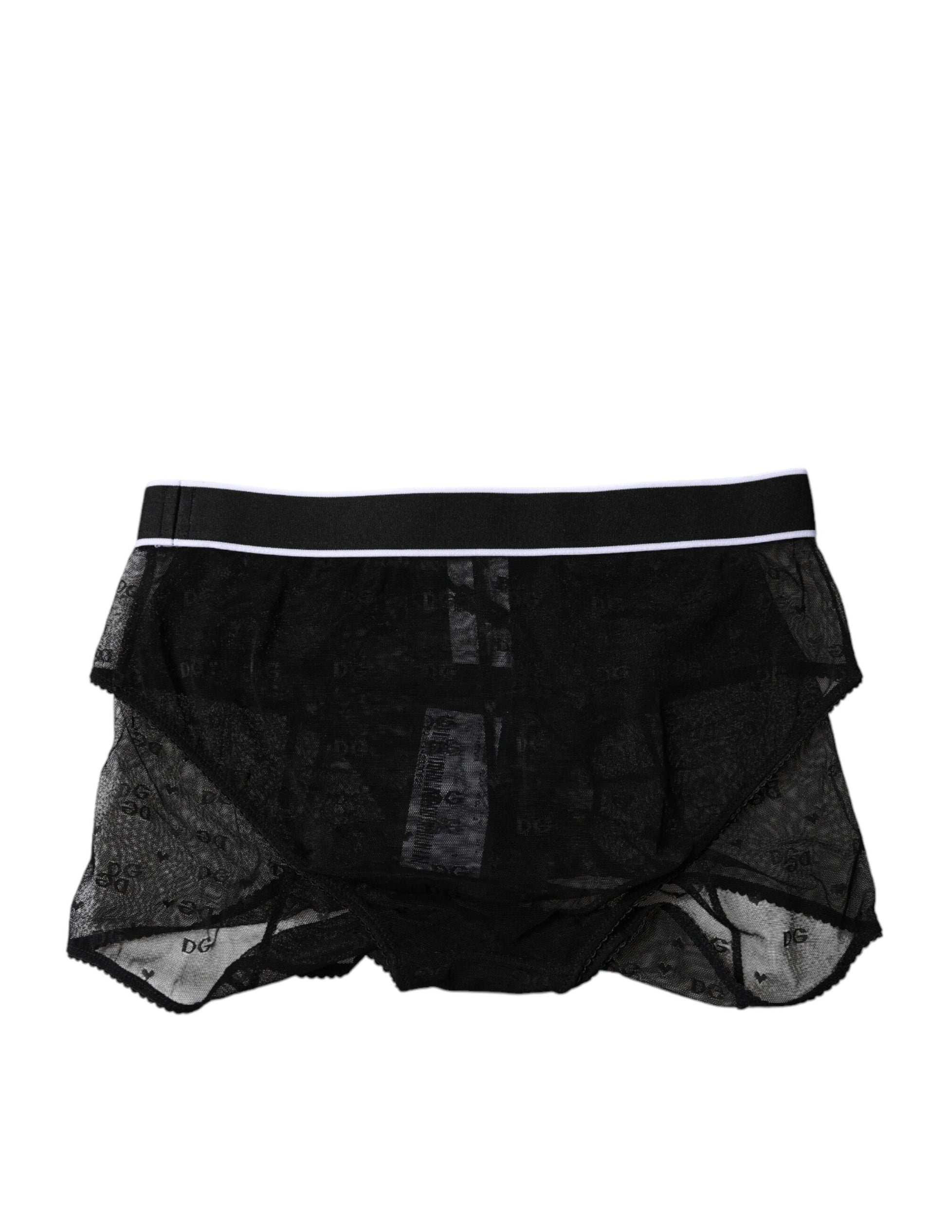 Dolce & Gabbana Black Tulle Nylon Mid Waist Panty