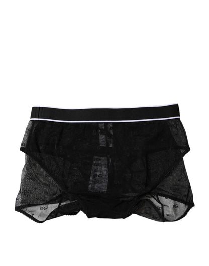 Dolce & Gabbana Black Tulle Nylon Mid Waist Panty