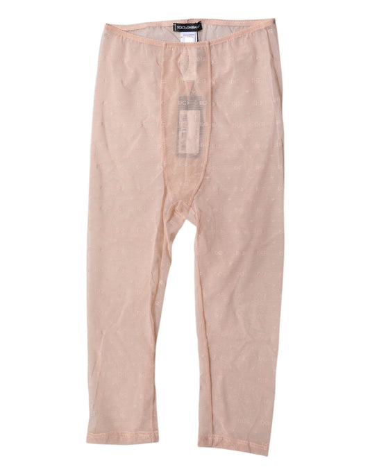 Dolce & Gabbana Beige Logo Lace Lingerie Cropped Tights