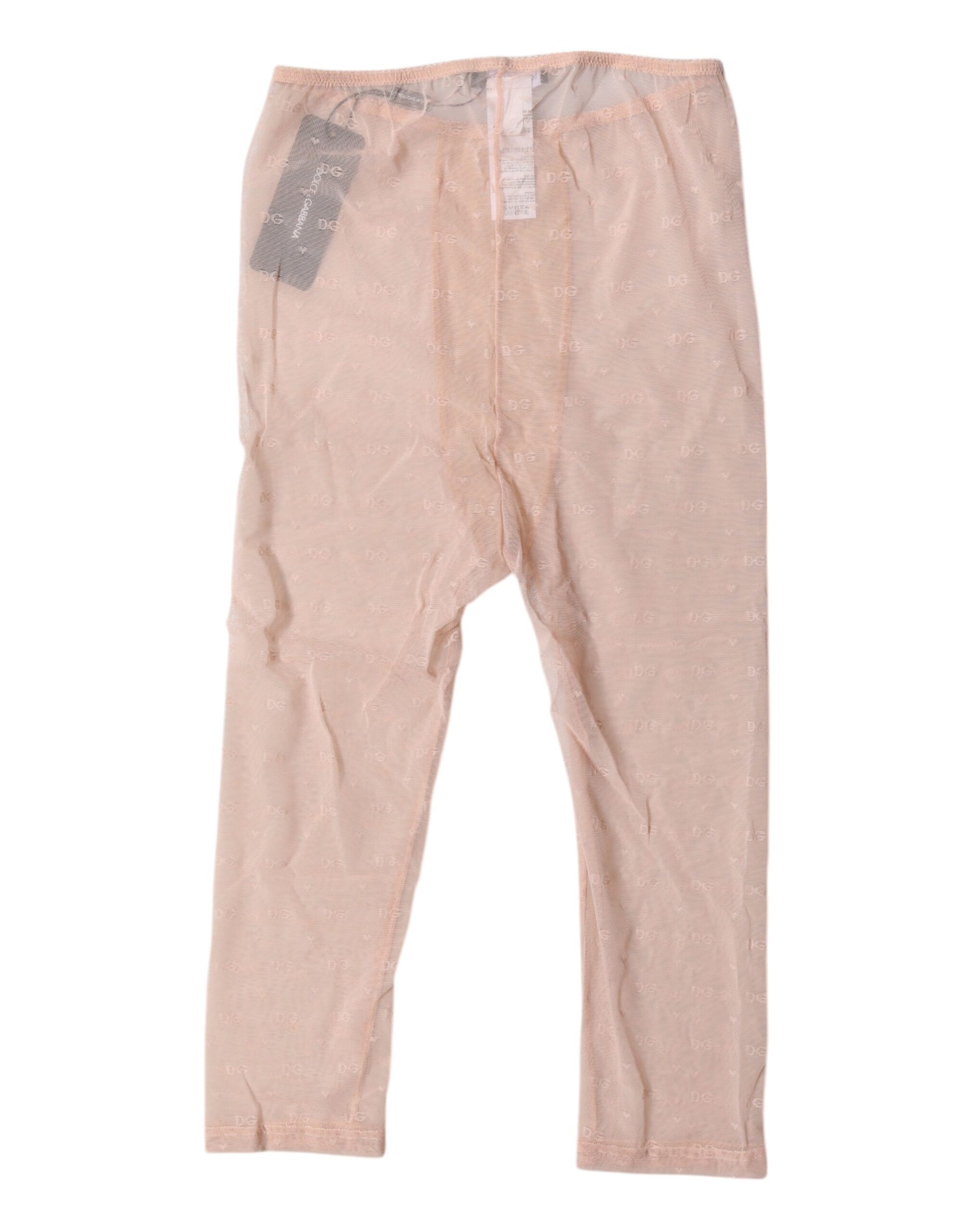 Dolce & Gabbana Beige Logo Lace Lingerie Cropped Tights