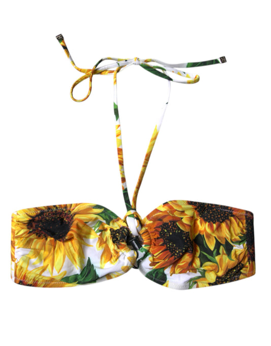 Dolce & Gabbana Multicolor Floral Halter Beachwear Bikini Top