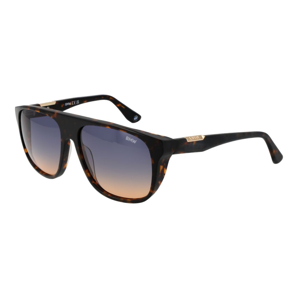 BMW Brown Men’s Aviator Sunglasses with Blue Gradient Lenses, 58mm