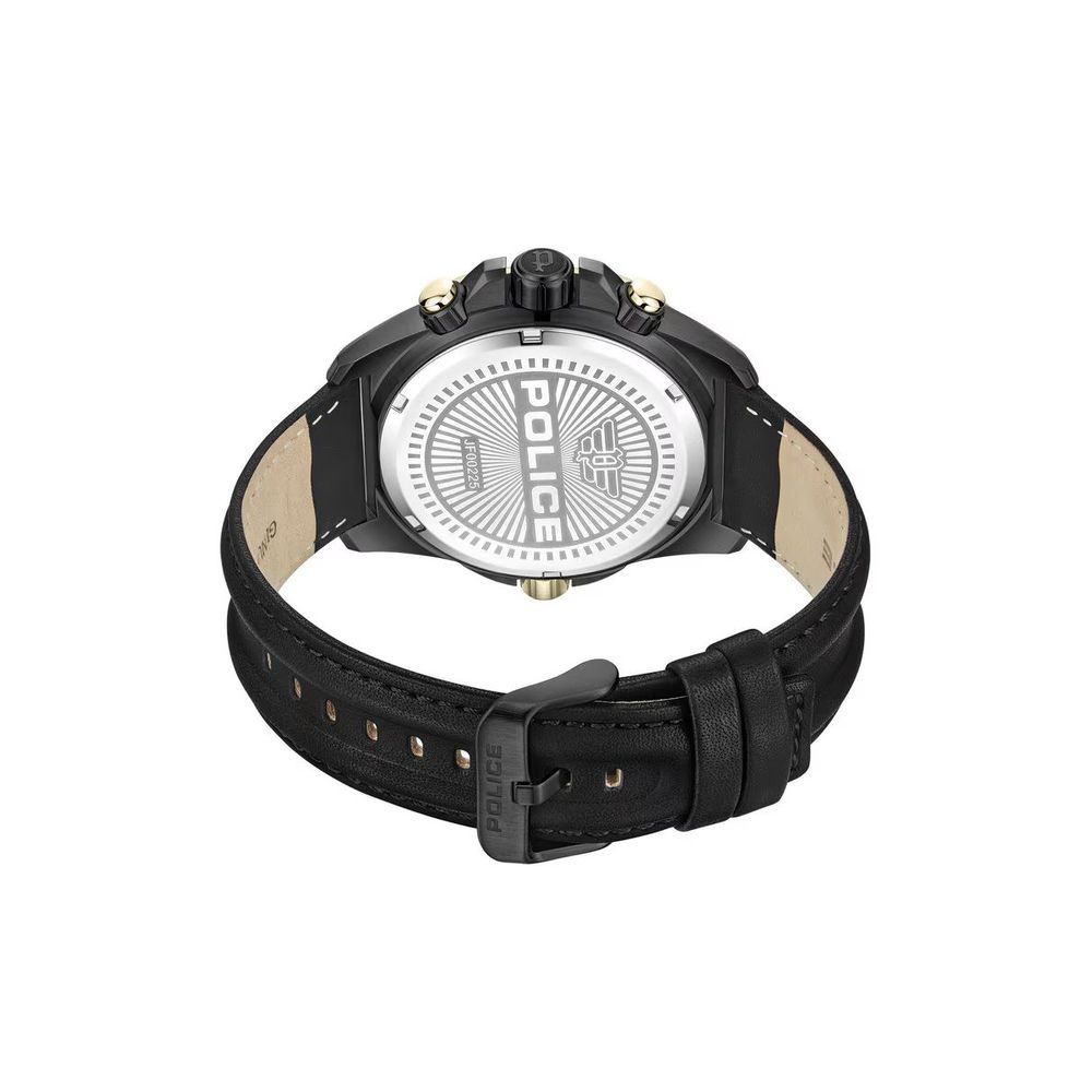 Police Men’s Black Faux Leather Multifunction Watch men