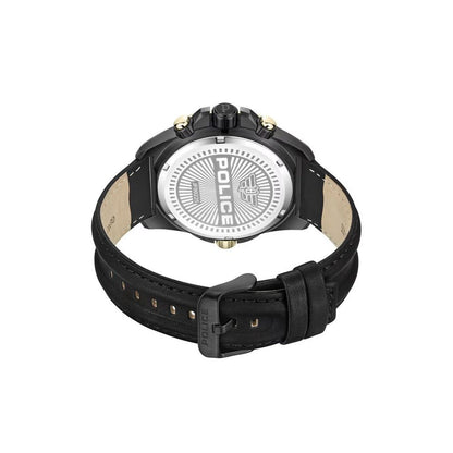 Police Men’s Black Faux Leather Multifunction Watch men