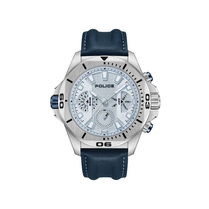 Police Men’s Blue Faux Leather Multifunction Watch