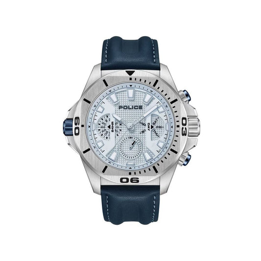 Police Men’s Blue Faux Leather Multifunction Watch