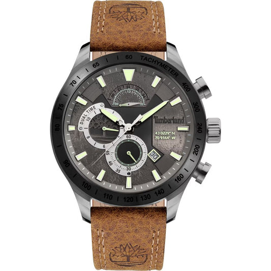 Timberland Brown Leather Watch - Quartz Chronograph, 49mm