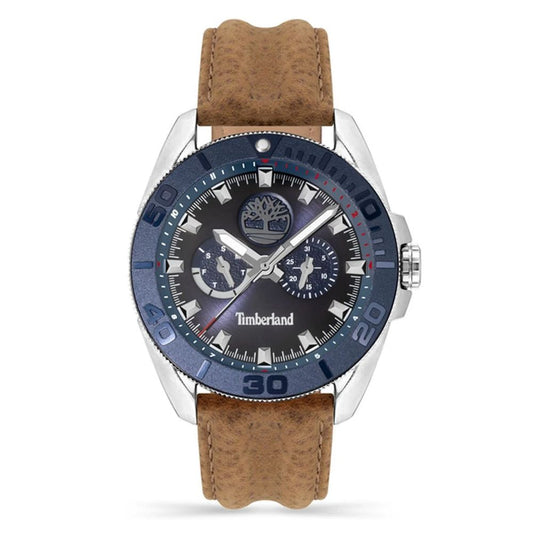 Timberland Brown Leather Quartz Watch with Grey Stainless Steel