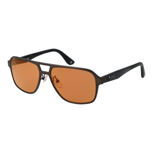 BMW Gray Men’s Sunglasses – Gunmetal Aviator Frame with Orange Lenses, 57mm