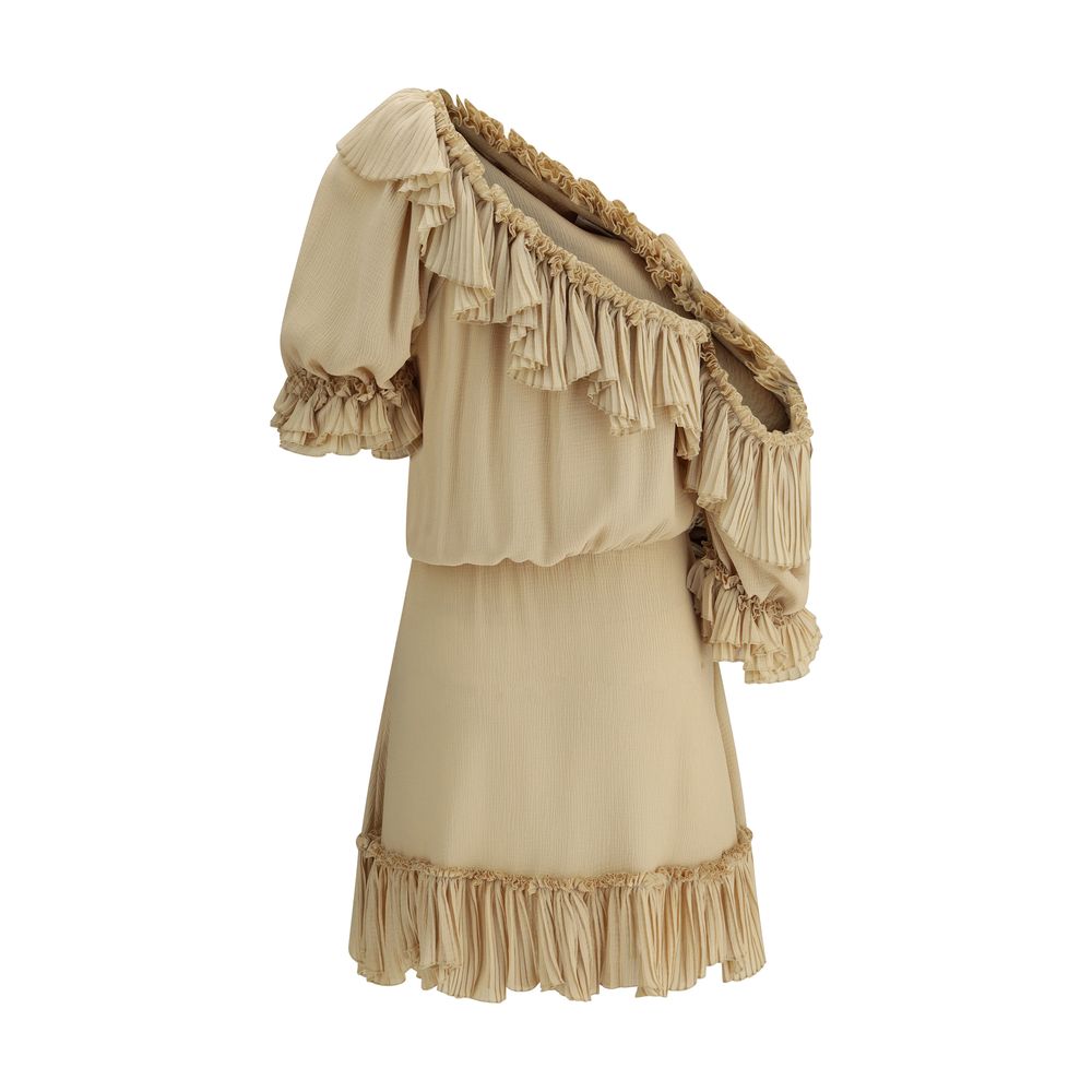 Saint Laurent One-Shoulder Silk Dress