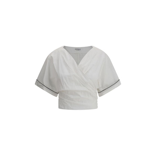 Brunello Cucinelli Buckle-Knotted Waist Blouse