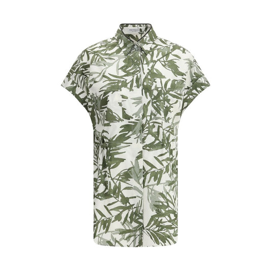 Brunello Cucinelli Leaf Print Long Shirt