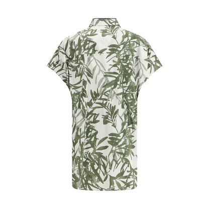 Brunello Cucinelli Leaf Print Long Shirt