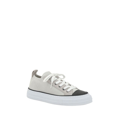 Brunello Cucinelli Mesh Cotton and Suede Sneakers