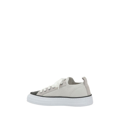 Brunello Cucinelli Mesh Cotton and Suede Sneakers