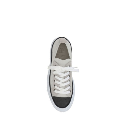 Brunello Cucinelli Mesh Cotton and Suede Sneakers