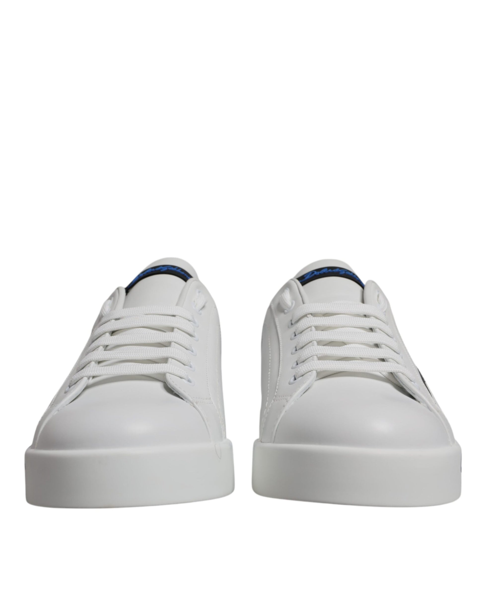 Dolce & Gabbana White & Blue Leather Logo Portofino Sneakers for Men