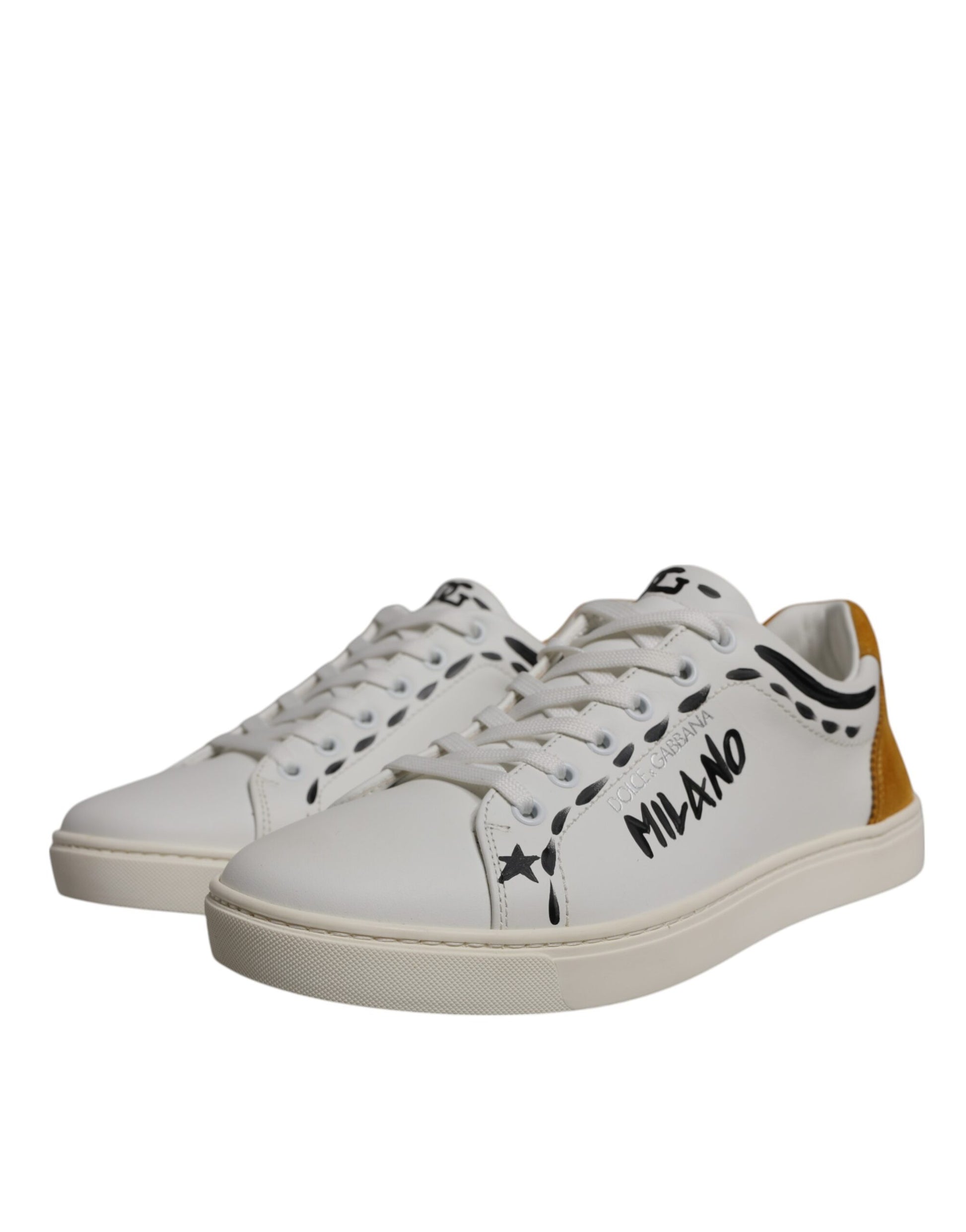 Dolce & Gabbana White Suede Leather Low Top Sneakers
