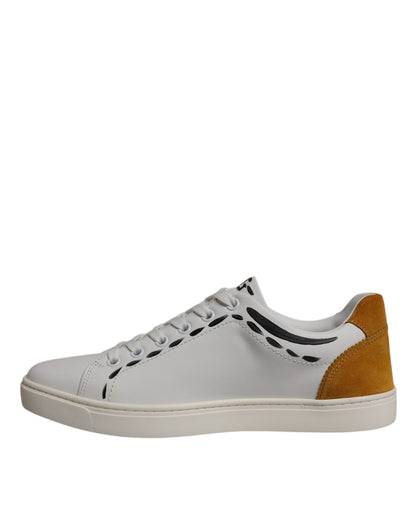 Dolce & Gabbana White Suede Leather Low Top Sneakers