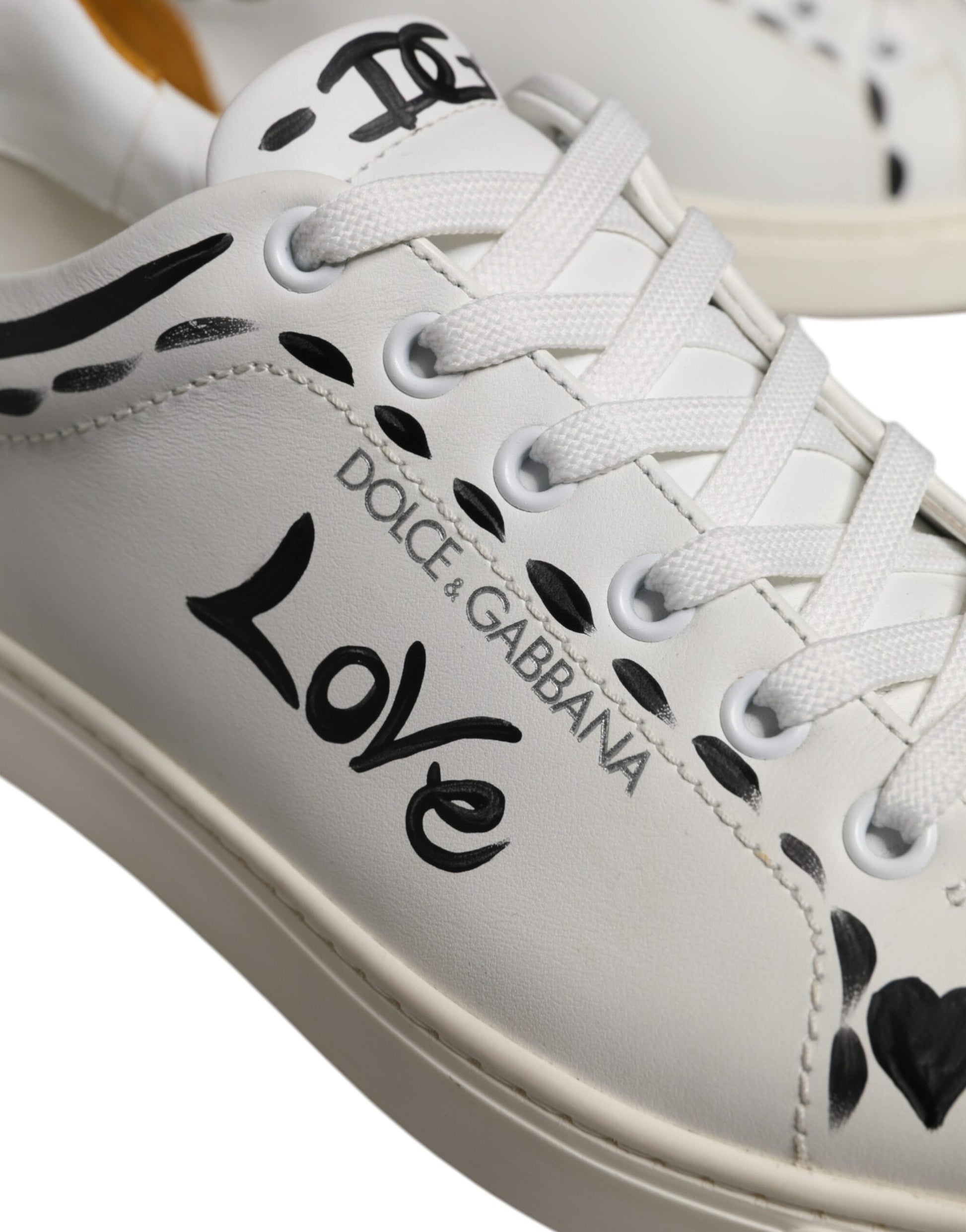 Dolce & Gabbana White Suede Leather Low Top Sneakers