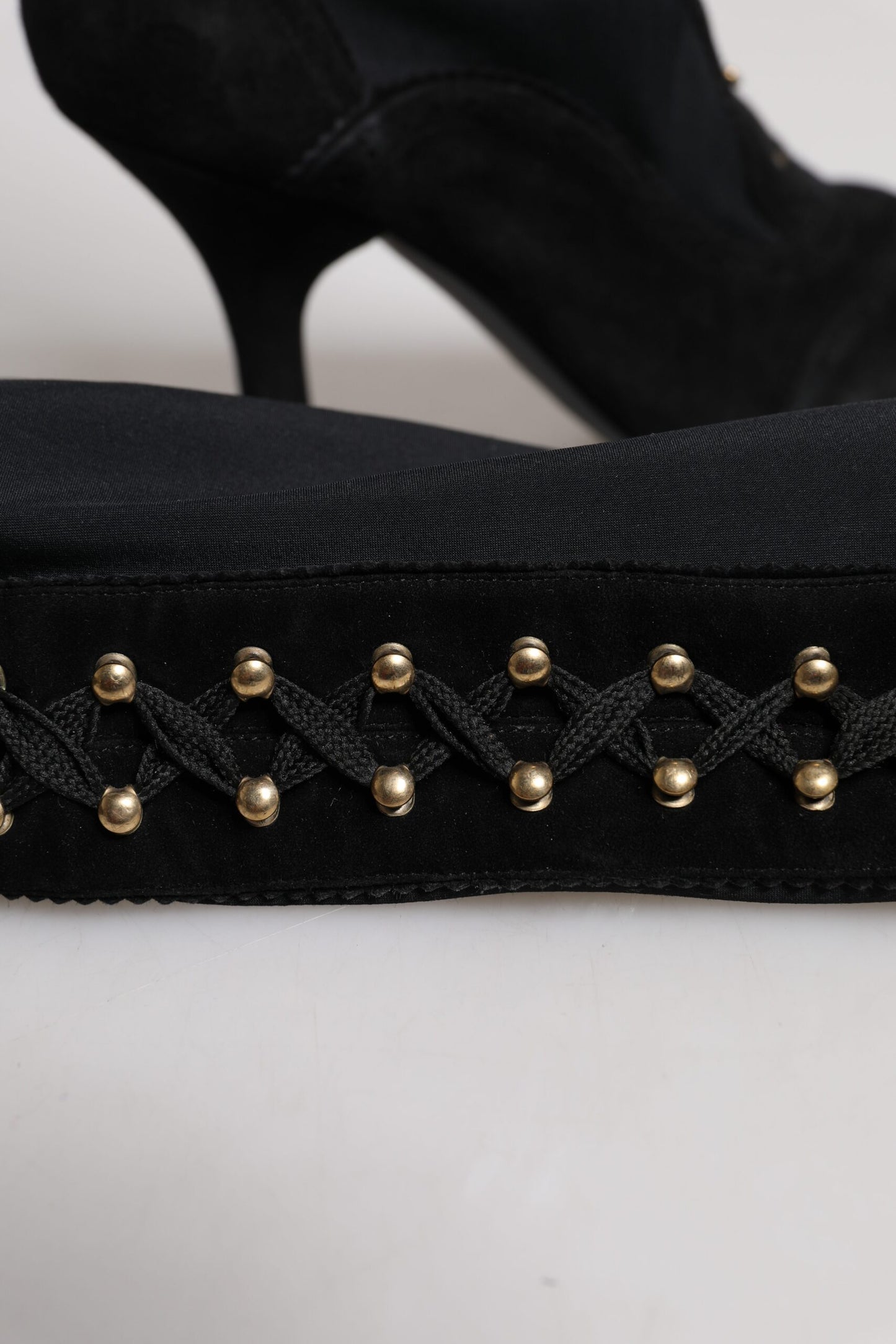 Dolce & Gabbana Black Lace Up Heels High Boots