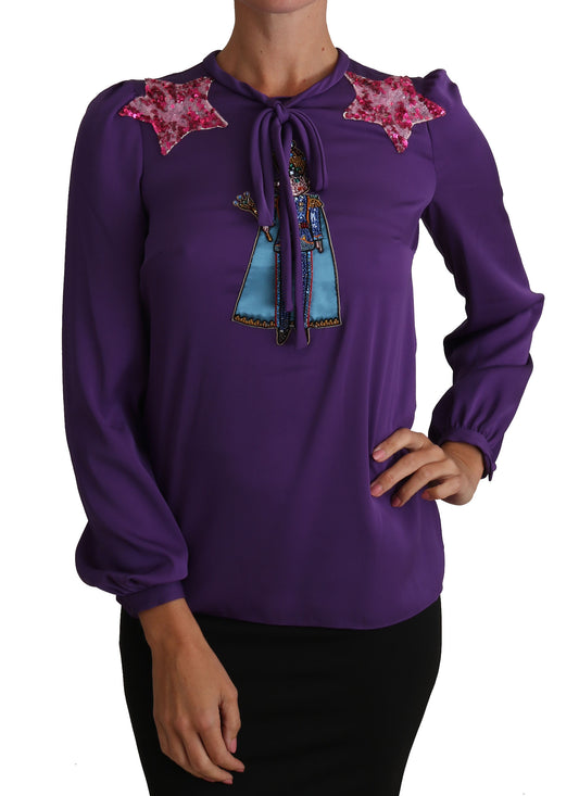  - Enchanted Purple Silk Crystal Blouse