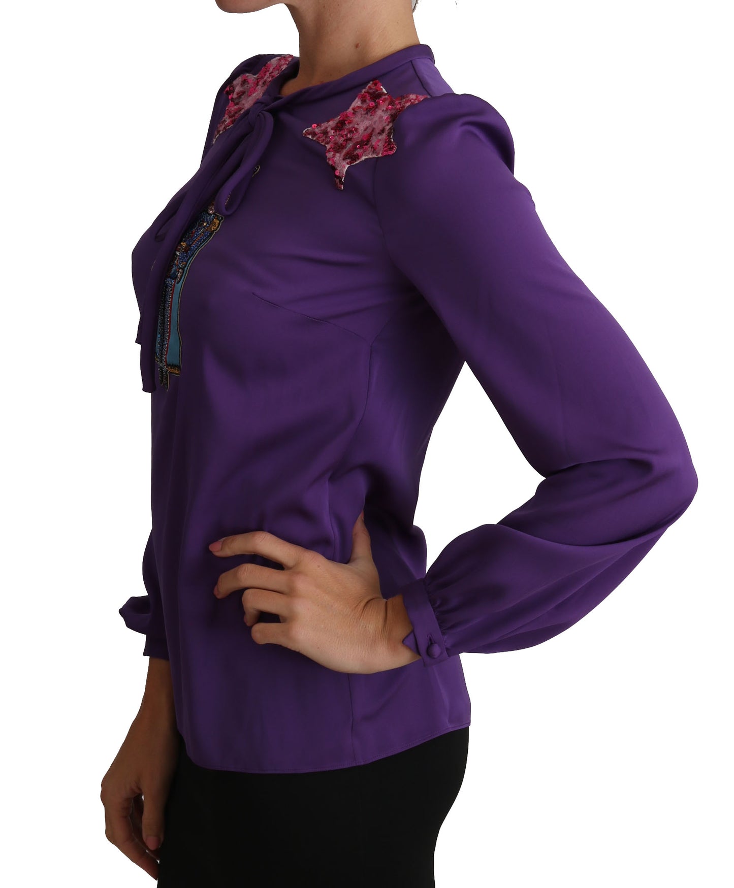  - Enchanted Purple Silk Crystal Blouse