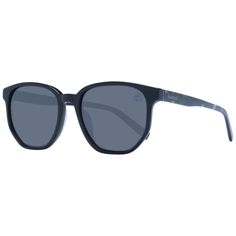 Timberland Men's Sunglasses – Black Round Frame with Grey Lenses
