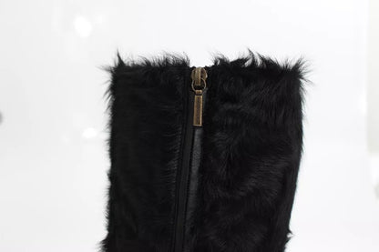 Dolce & Gabbana Black Xiangao Lamb Fur Leather Boots