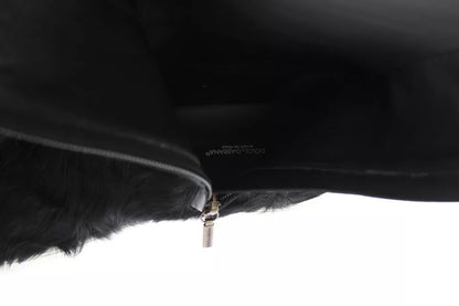 Dolce & Gabbana Black Xiangao Lamb Fur Leather Boots