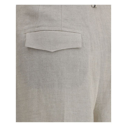 Brunello Cucinelli Wide-Leg Linen Pants with Lamé Details