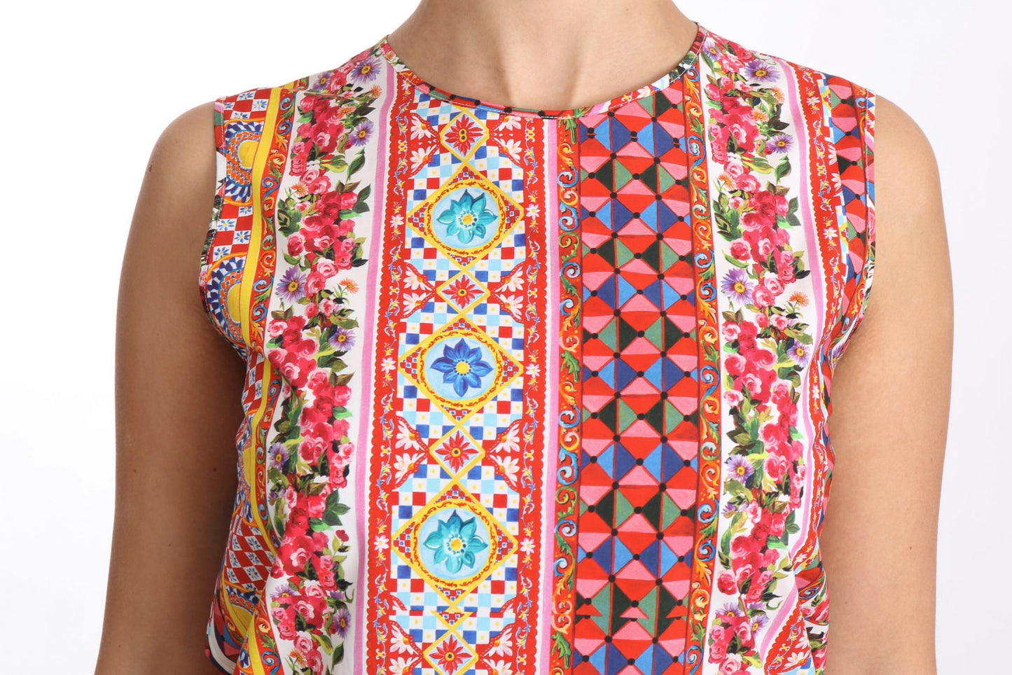  - Carretto Print Pure Cotton Tank Top