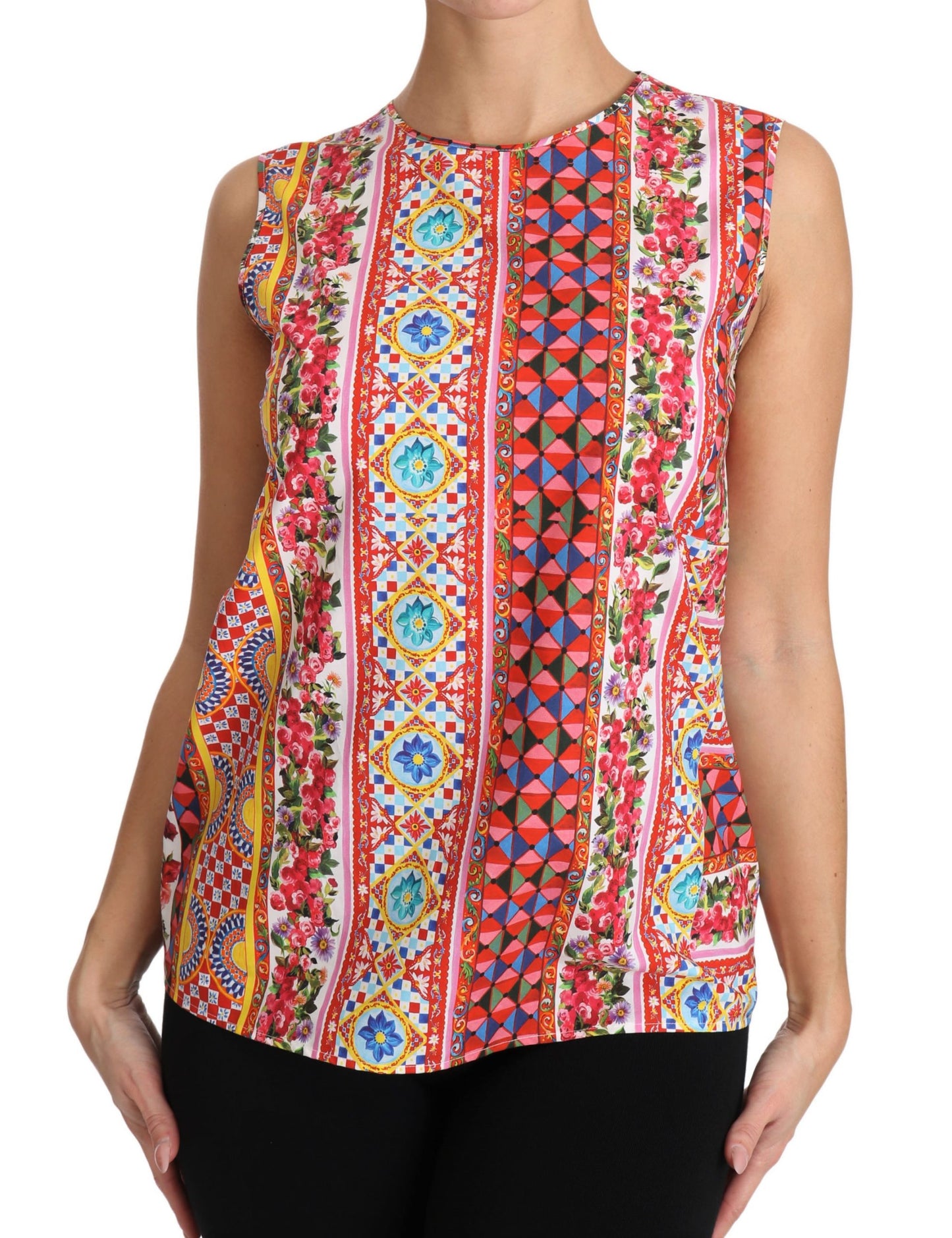  - Carretto Print Pure Cotton Tank Top