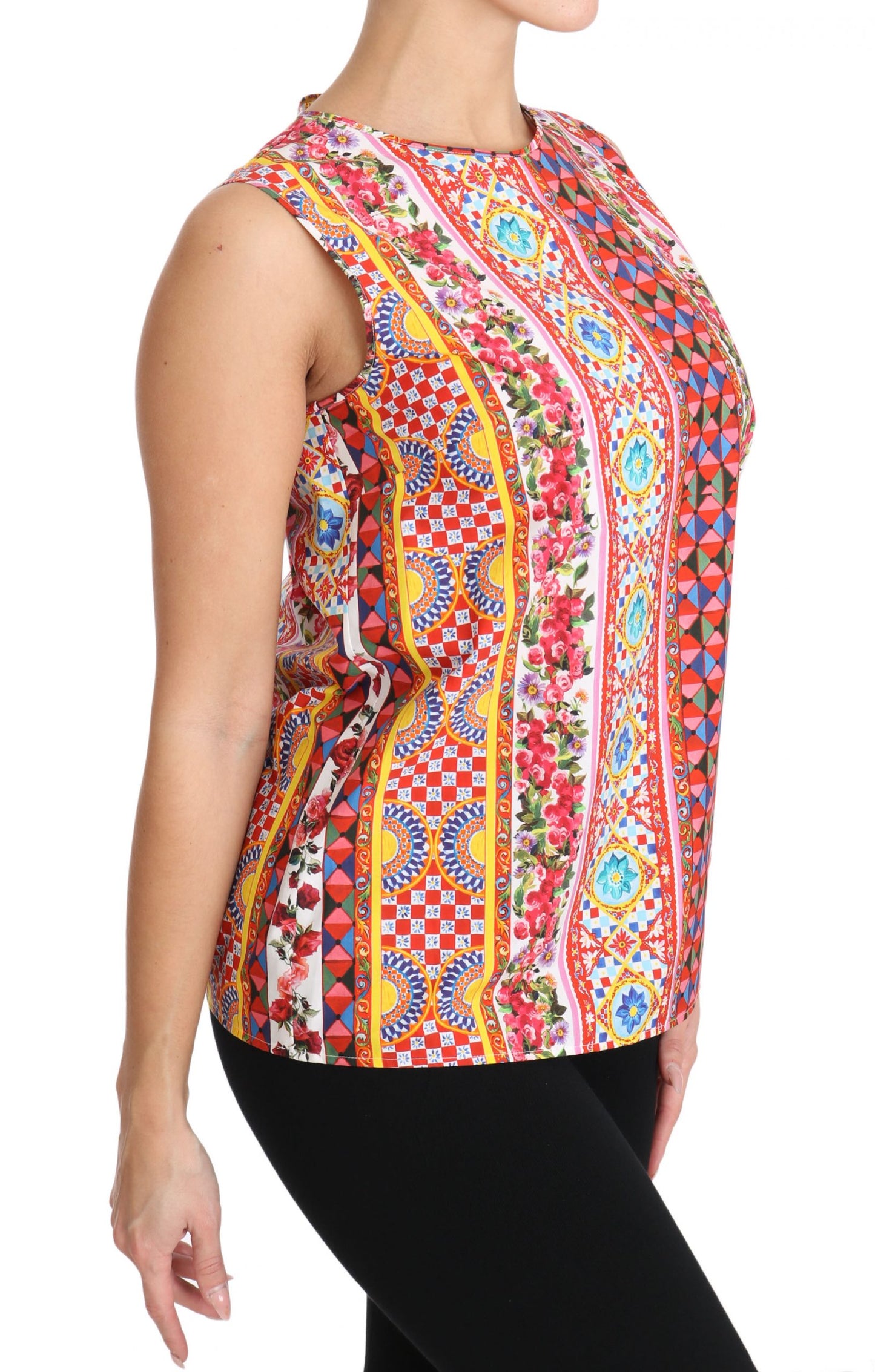  - Carretto Print Pure Cotton Tank Top