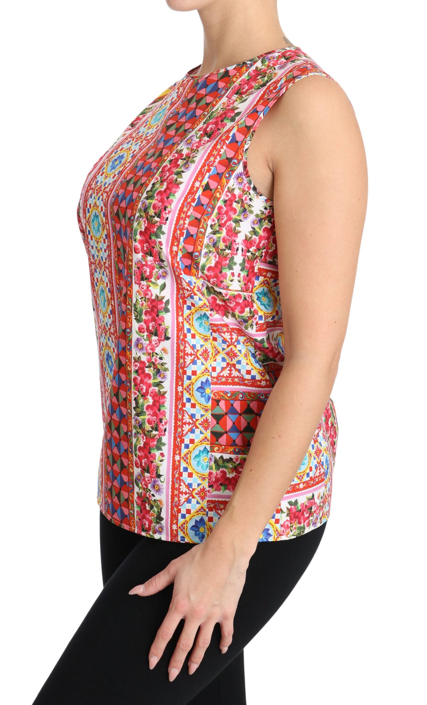  - Carretto Print Pure Cotton Tank Top