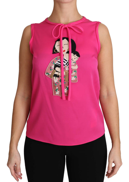  - Elegant Pink Silk Family Tank Top Shirt