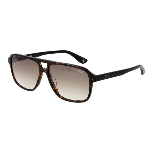 BMW Men’s Sunglasses – Brown Aviator Frame with Yellow Gradient Lenses, 58mm
