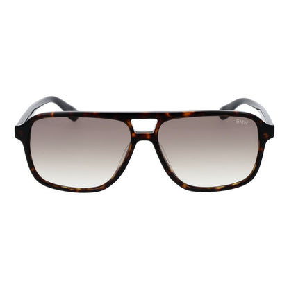 BMW Men’s Sunglasses – Brown Aviator Frame with Yellow Gradient Lenses, 58mm