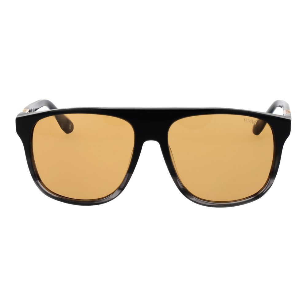 BMW Men's Sunglasses – Black Aviator Frame with Yellow Lenses, 58mm