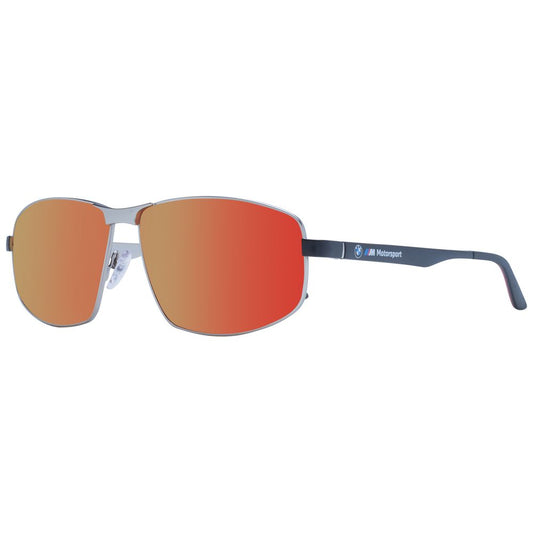 BMW Motorsport Men’s Sunglasses – Grey Metal Frame with Green Mirrored Lenses, 60mm