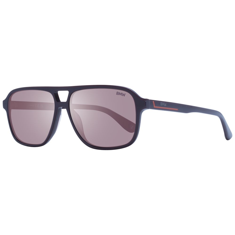 BMW Men's Burgundy Aviator Sunglasses with Brown Lenses, 58mm