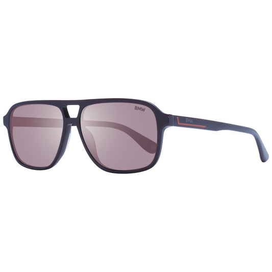 BMW Men's Burgundy Aviator Sunglasses with Brown Lenses, 58mm
