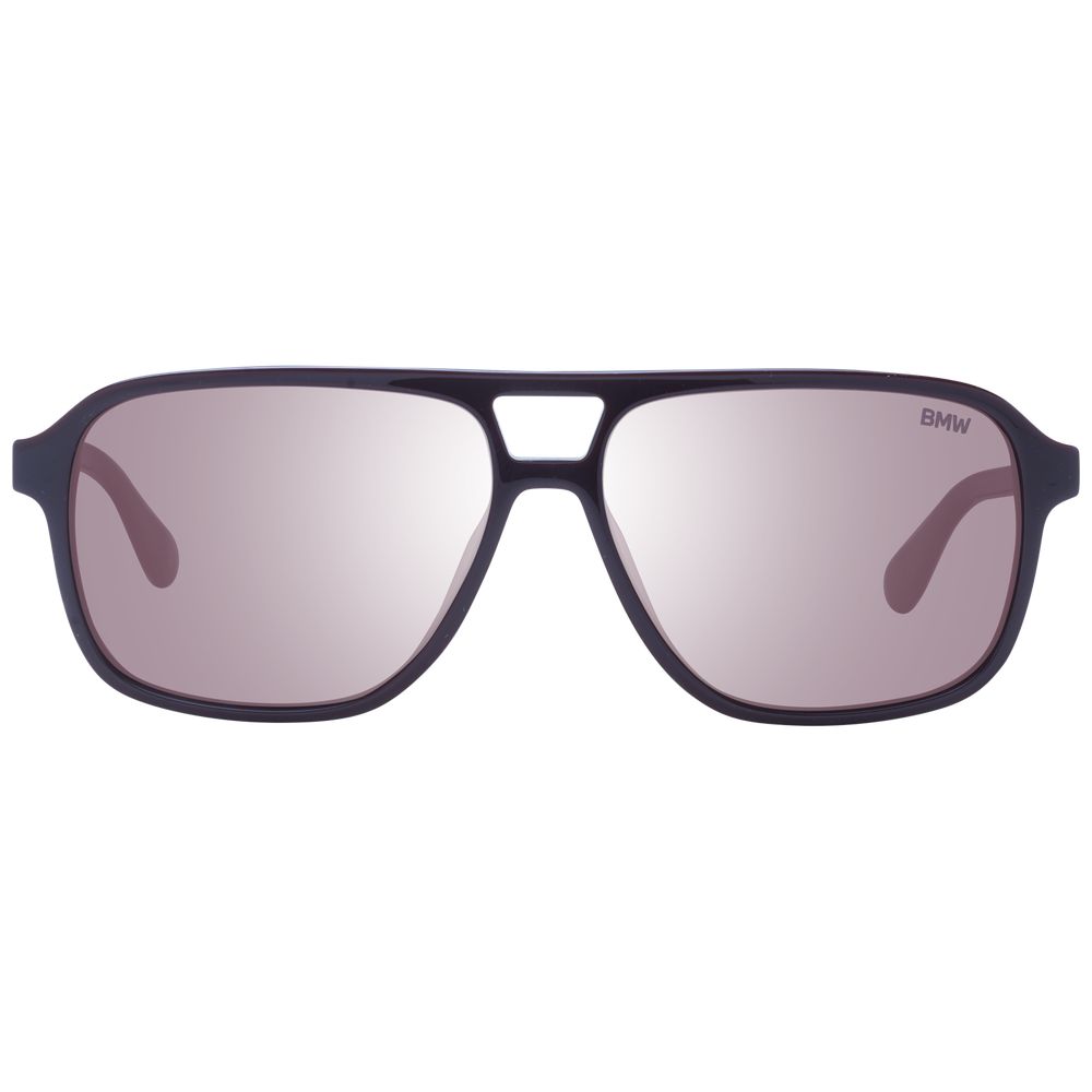 BMW Men's Burgundy Aviator Sunglasses with Brown Lenses, 58mm