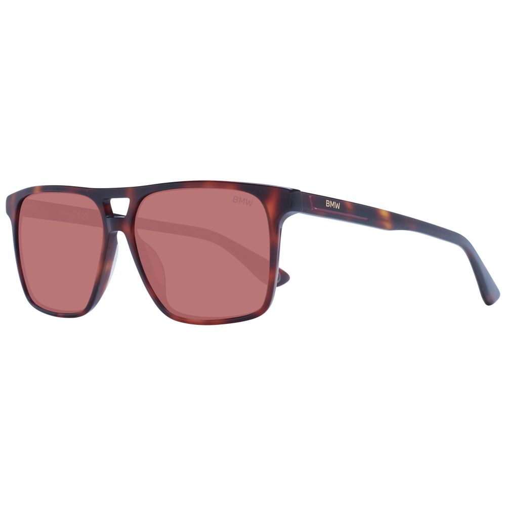 BMW Brown Men’s Sunglasses – Rectangle Frame with Orange Lenses, 57mm