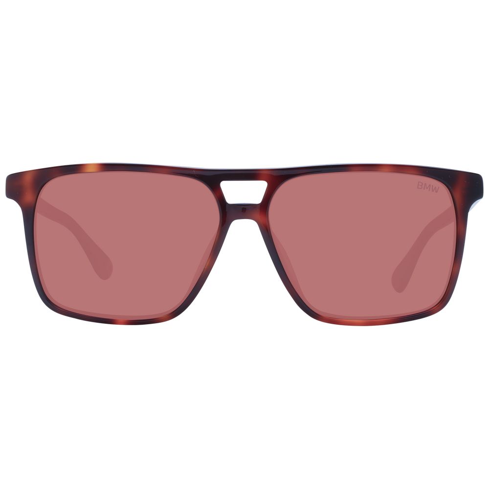 BMW Brown Men’s Sunglasses – Rectangle Frame with Orange Lenses, 57mm
