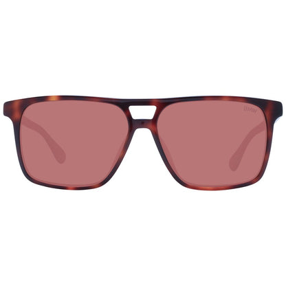 BMW Brown Men’s Sunglasses – Rectangle Frame with Orange Lenses, 57mm