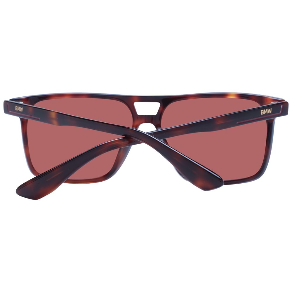 BMW Brown Men’s Sunglasses – Rectangle Frame with Orange Lenses, 57mm