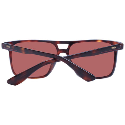 BMW Brown Men’s Sunglasses – Rectangle Frame with Orange Lenses, 57mm