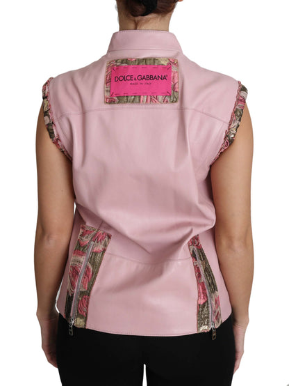  - Stunning Pink Sleeveless Leather Vest